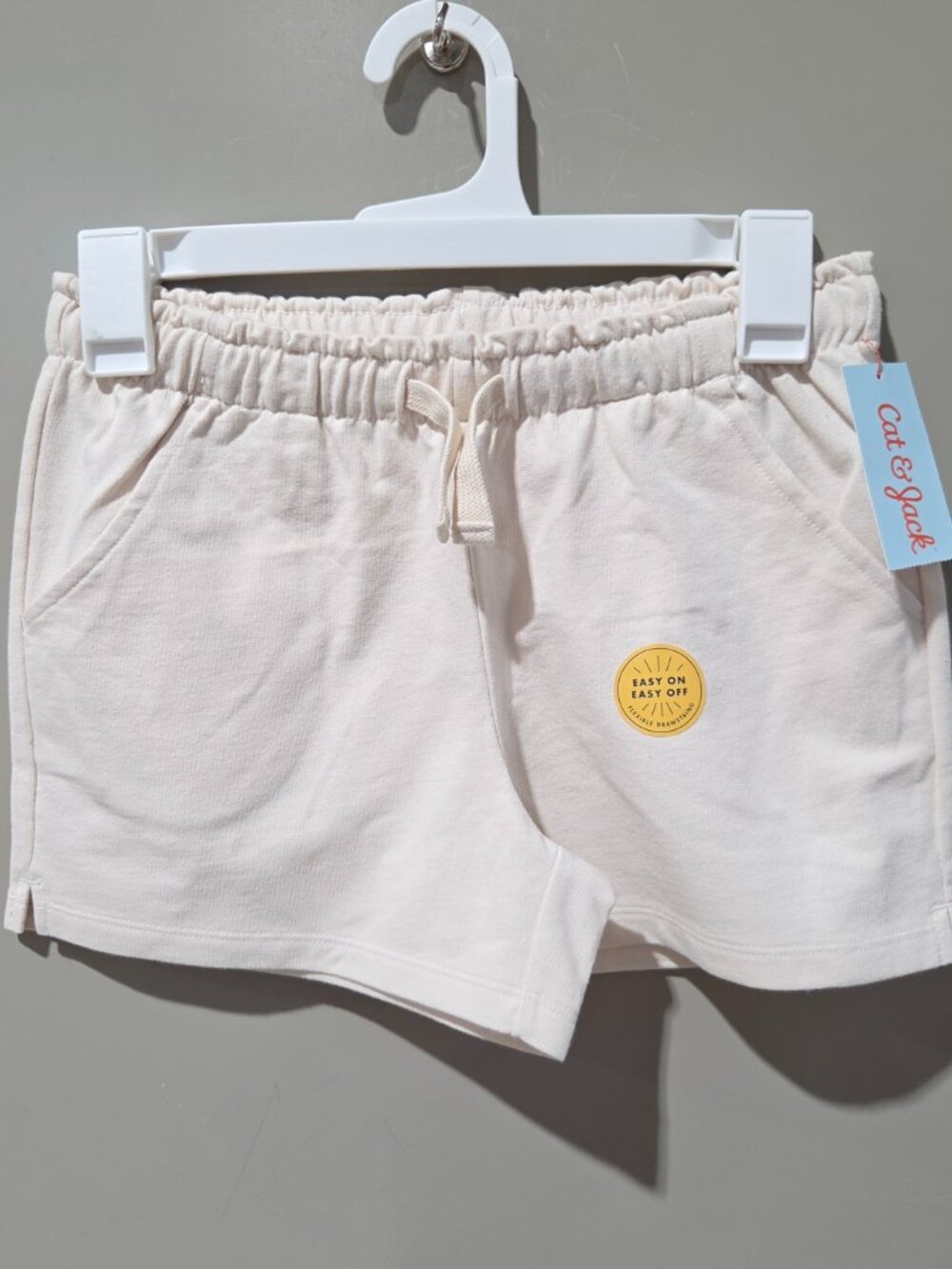 Cat & Jack Girls' Size XS 4/5 Light Beige Terry Pull on Casual Shorts w/ Pockets